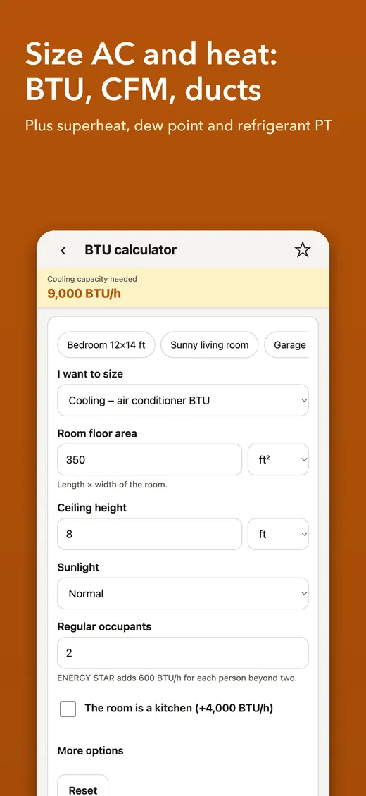 HVAC BTU calculator