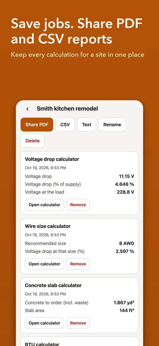 Job with PDF, CSV and text export