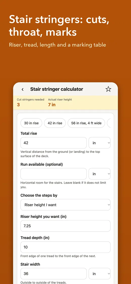 Stair stringer calculator